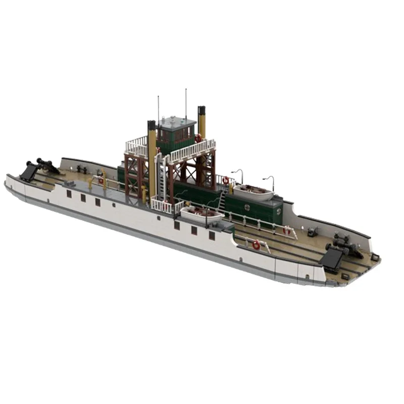 Stock quick MOC-147686 Small particle building blocks City train railway ferry building model toy set