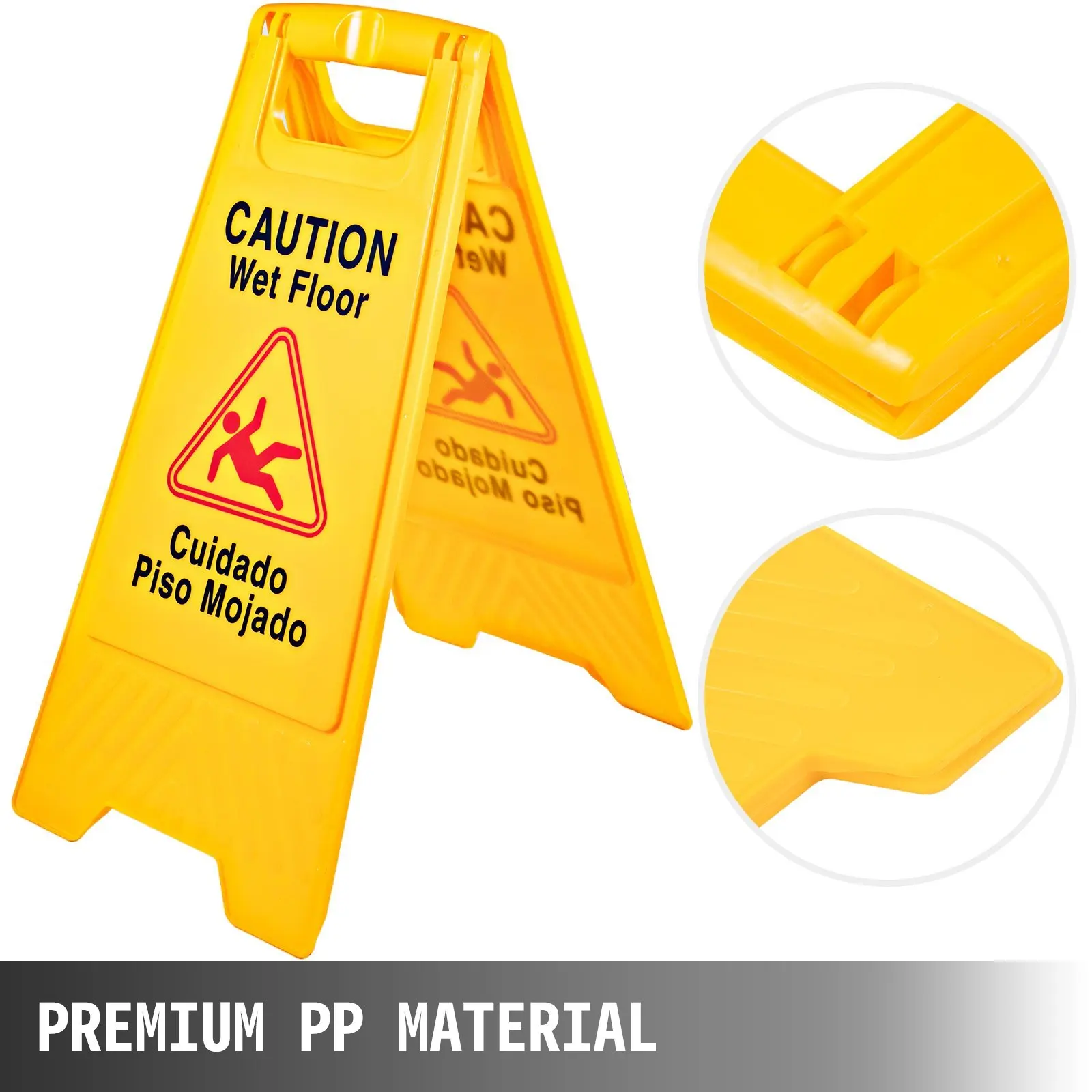 NEW 12 Pack Caution Wet Floor Sign 25-Inch Yellow Wet Floor Sign Double Sided Wet Floor Cones Fold-Out Bilingual Plastic Board