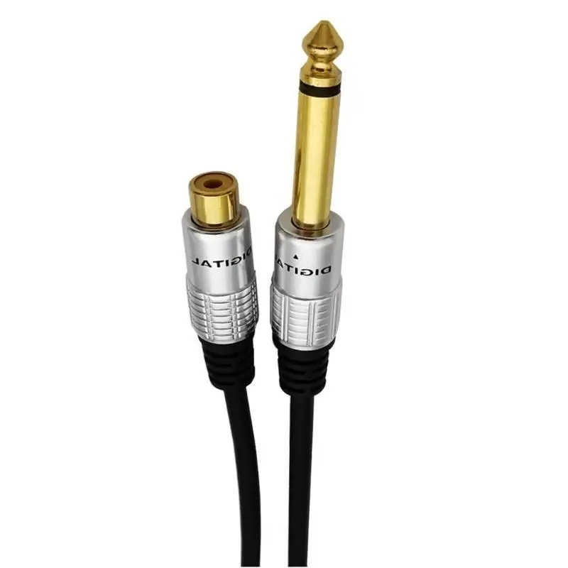 652F 6.35mm 1/4 TS Mono- Male to RCA Female Cable Adapter Aluminum-Shell Copper-Injection Molding Gold Plated Head
