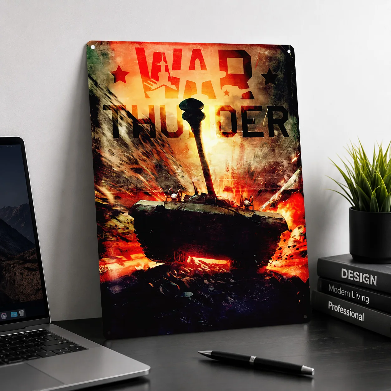 War Thunder Tank Explosion Personalized 3D Textured Metal Poster Wall Art Tinplate Sign for Room Accessories Office Decor Luxury