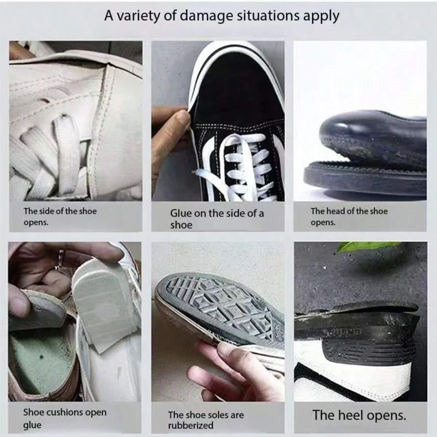 Cola para reparo de sapatos |   Afixa a separação da sola |   Elasticidade transparente para couro e tecido |   A pele segura, resistente à água |   60ml