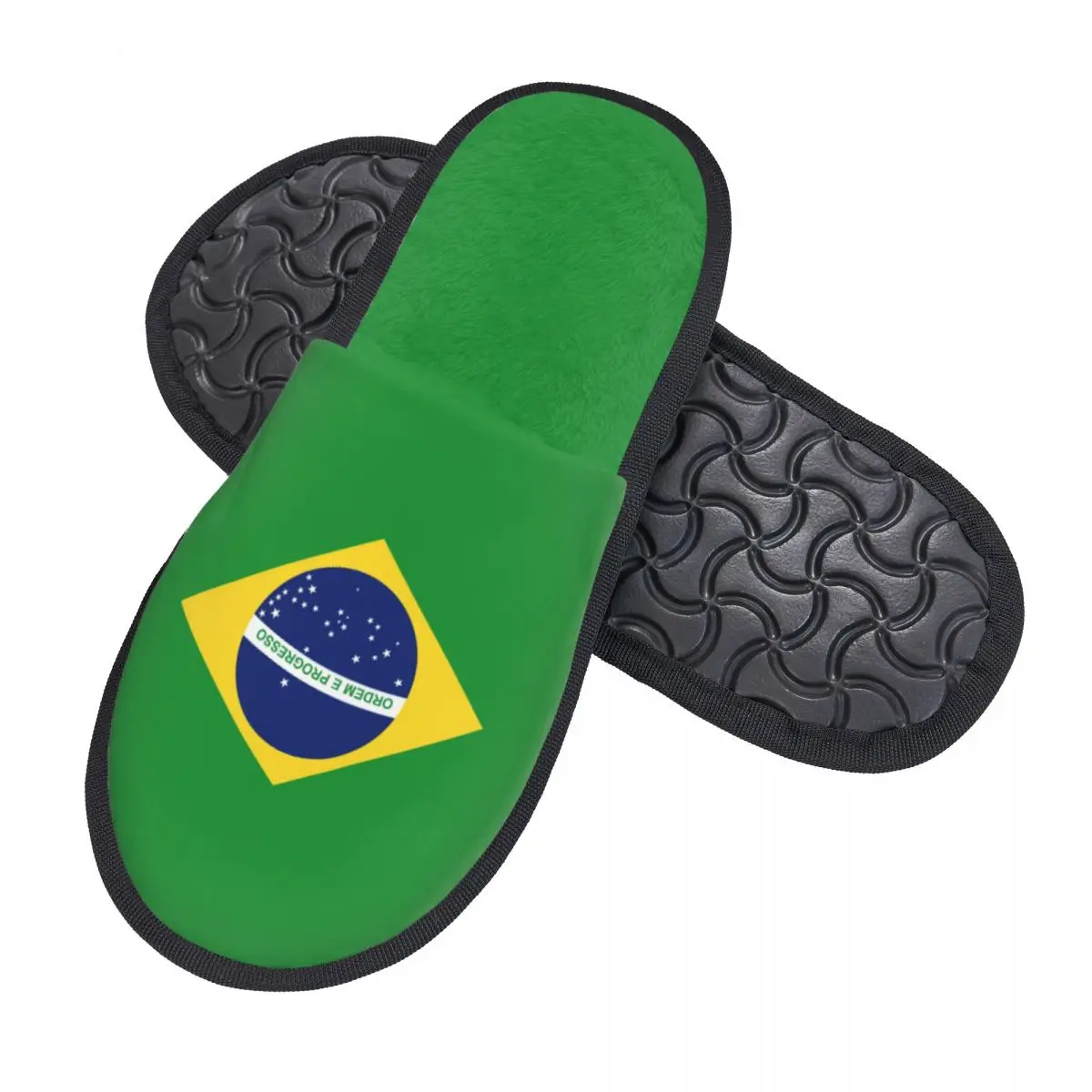 Indoor Slippers Brazil Flag Plush Slipper Autumn Winter Shoes House Flat Floor for Bedroom