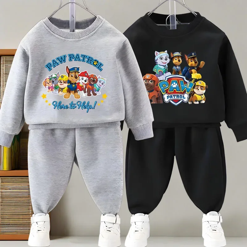 2026 Autumn Boys Fashion O Neck Pullover+Trousers 2pcs Suit Kids Casual Hoodies Sweatpant Set Spring Fall Child Tracksuit New