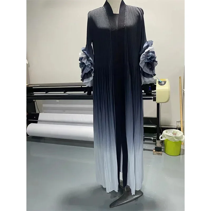 فساتين بدون أكمام وأكمام بتلات مع حزام، معطف طويل، فساتين، طقم قطعة أنيق مطوي، جديد، 2025