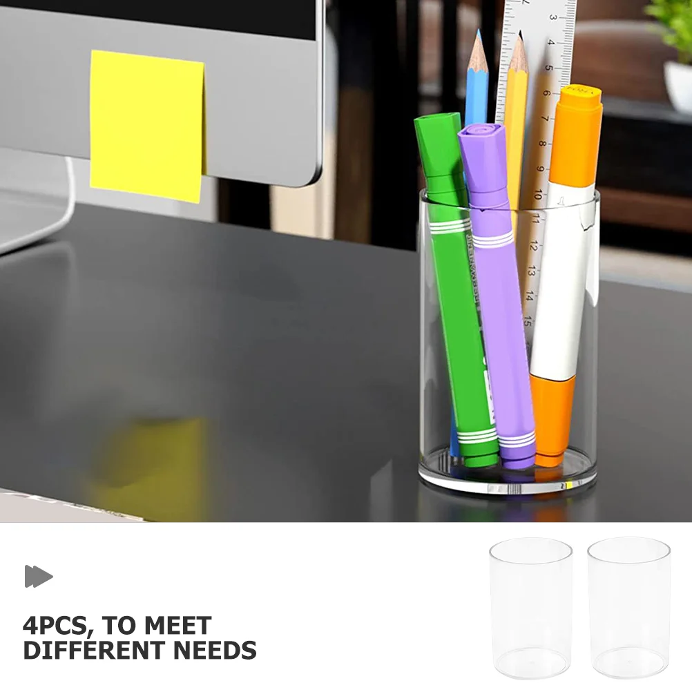 4 Pcs Acrylic Make up Transparent Pen Holder Student Pencil Display Stand Clear Round 1000X760X760CM Tpe Cups