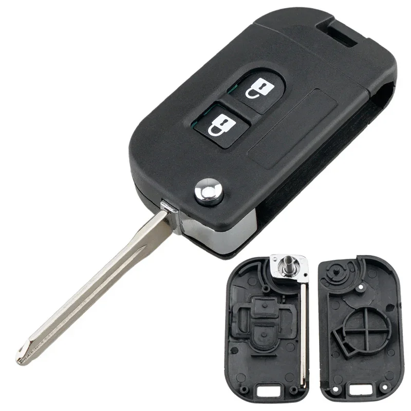 Carcasa de llave remota de coche de 2 botones compatible con Nissan Qashqai Micra Navara Nota Cabstar Patrol Pathfinder funda plegable para llave