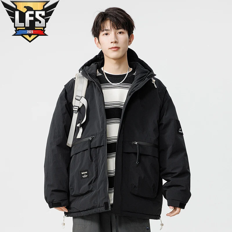 

Winter Men's Jackets Hooded Zip-up Windbreaker Men's High Quality Waterproof Cotton-Padded Coat Unisex Thick Warm Parkas Brand