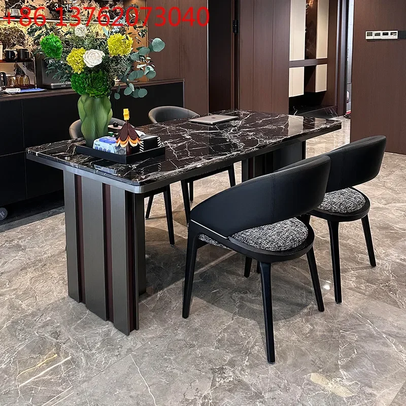 Italian modern simple home dining table and chair combination Light luxury high-end marble dining table dining room furniture