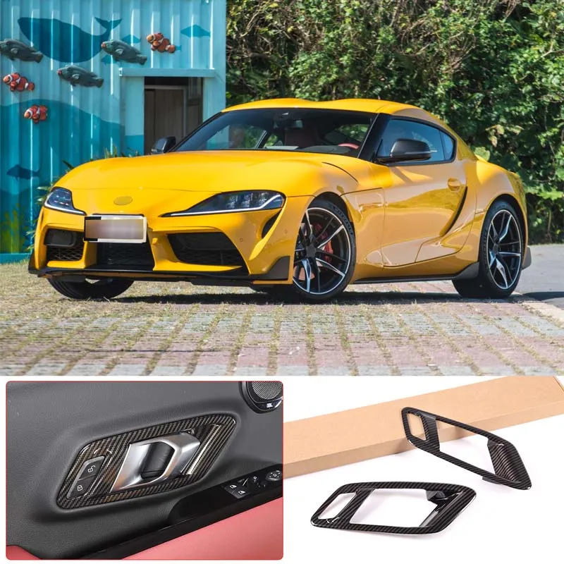

For Toyota GR Supra MK5 A90 2019-25 ABS Carbon Fiber Car Styling Door Inner Handle Frame Cover Sticker Car Interior Accessories
