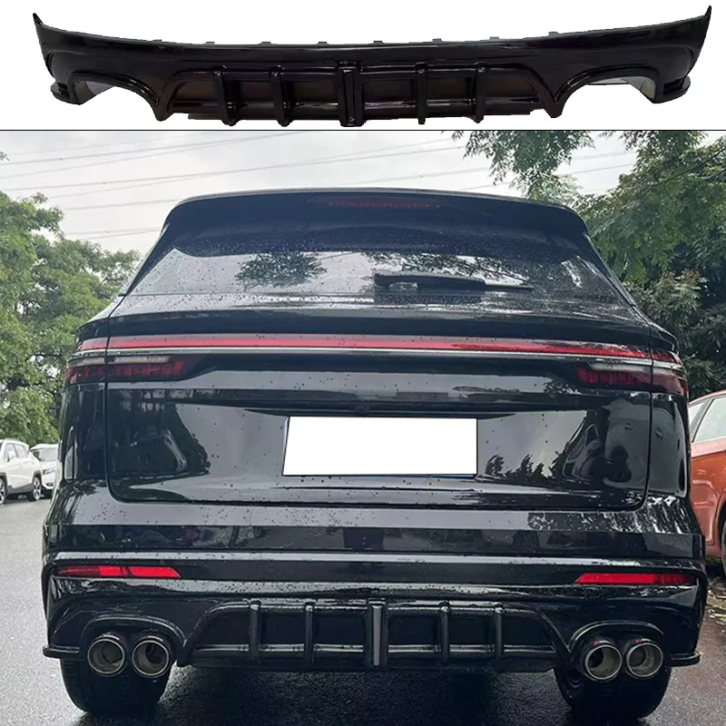 For Geely Monjaro 2021 2022 2023 Rear Bumper Diffuser Splitter Bodykit Double Dual Outlet Exhaust Pipe Black Carbon Accessories