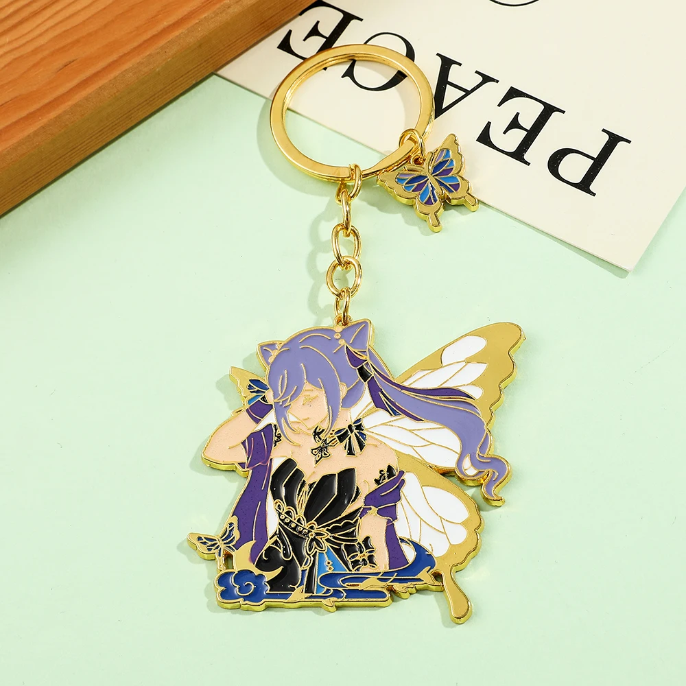 Game Keychains Genshin Impact Zhongli Scaramouche Diluc Fans Jewelry Cosplay Accessories Cute Bag Pendant Friend Gifts