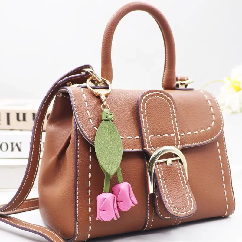 Fashion Flower Shaped Bag Keychain Handbag Mobile Phone Bags Accessories Gift For Women Tulip Keychain Car Pendant Keyring