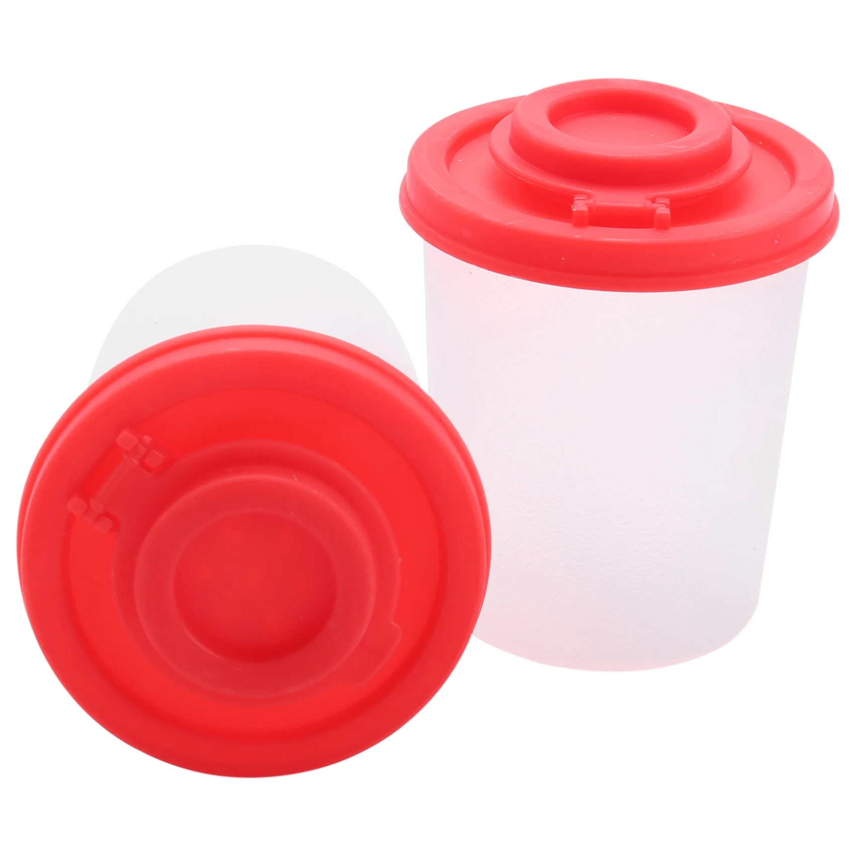 2 Medium Salt and Pepper Shakers Moisture Proof ,Salt Shaker with Red Covers Lids Plastic Airtight Spice Jar Dispenser