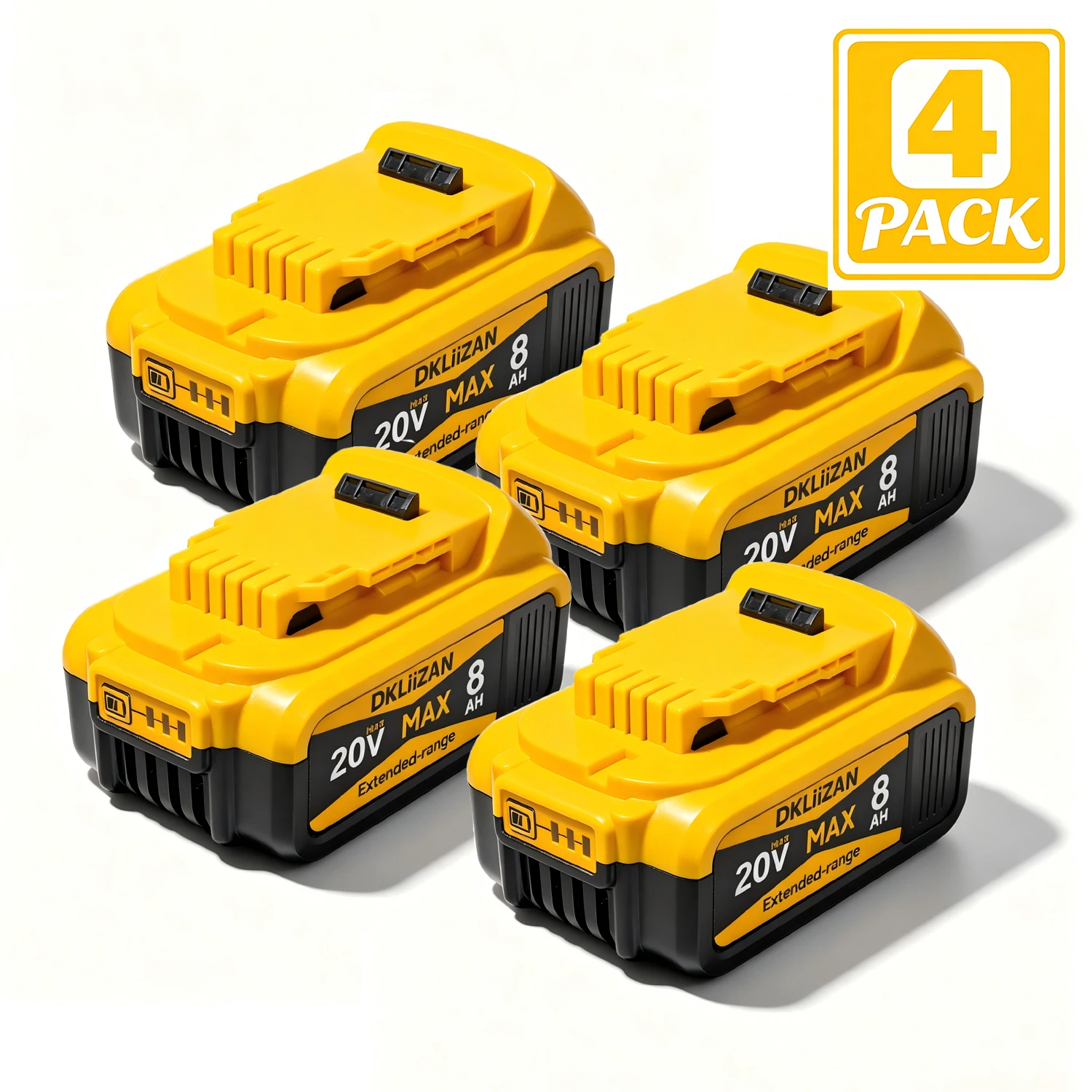 

1/2/4 Pack 20V 8.0Ah Lithium-Ion Replacement Battery Compatible with Dewalt Cordless Tools DCB200 DCB202 DCB204 DCB206
