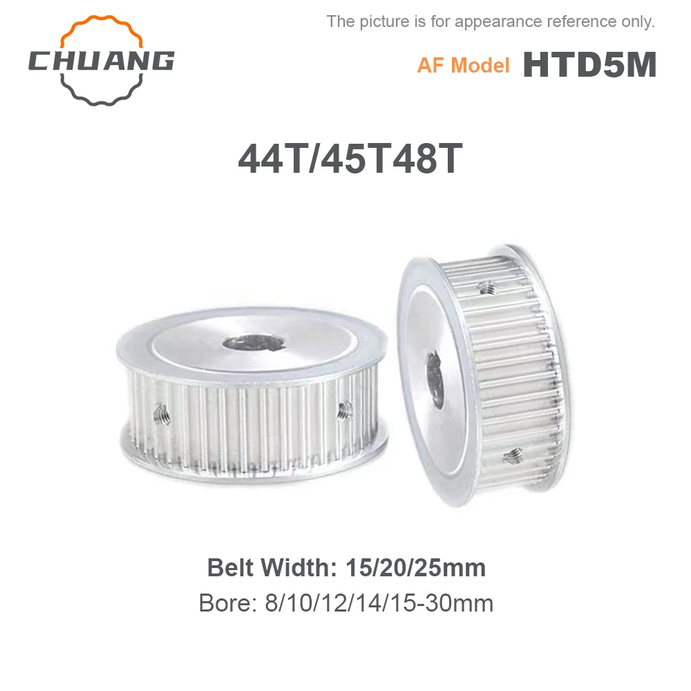 

44T 45T 48 Зубьев HTD 5M Синхронный зубчатый шкив AF-типа Диаметр 8/10/12/14/15-30 мм для ширины 15/20/25 мм HTD 5M Ременная шестерня