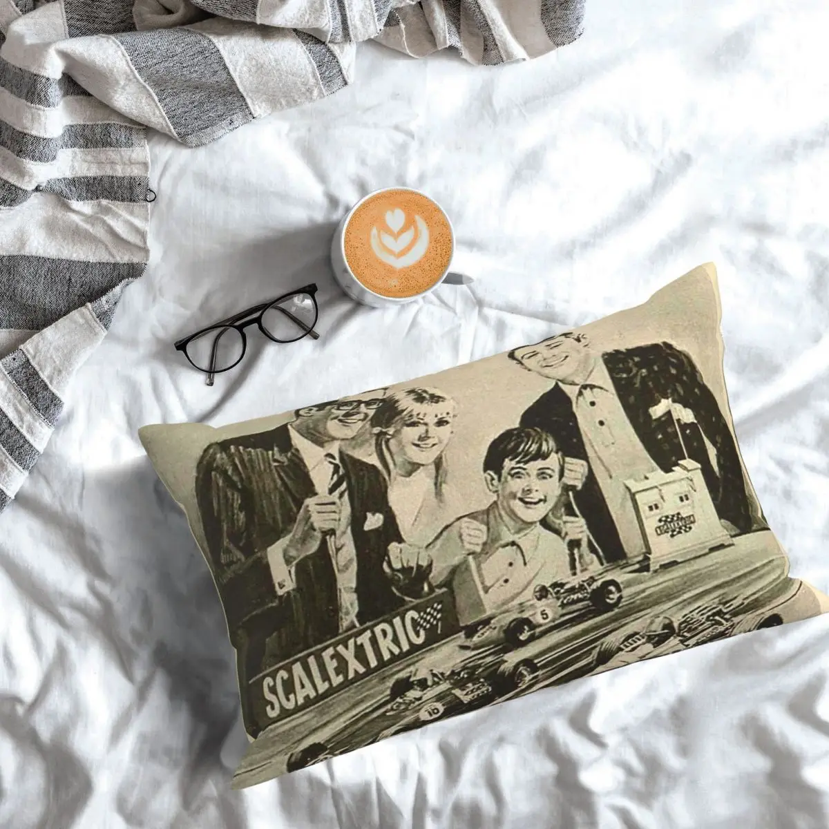 Scalextric (4 unidades) Funda de almohada rectangular, funda de cojín decorativa para dormitorio, cama, hogar, almohada decorativa cómoda