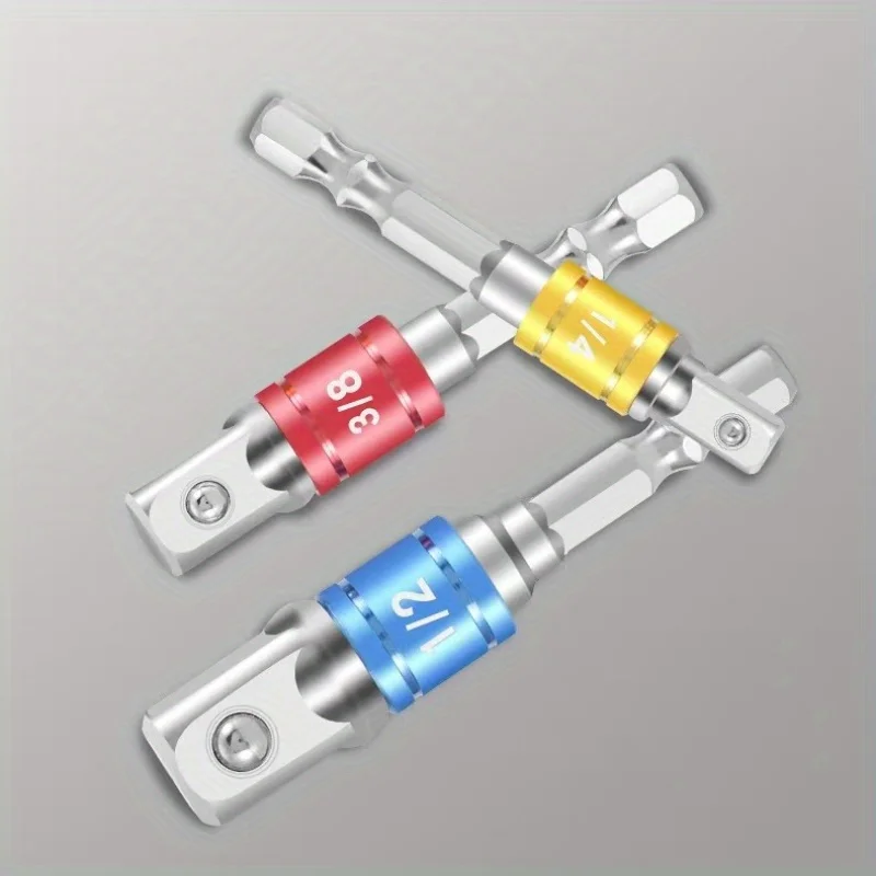 1/4 Inch Drive Hex Socket Set | Impact Adapter & Extension | Color-Coded SAE/Metric Wrench Tools | Drill Bit Accessories for Imp view 2