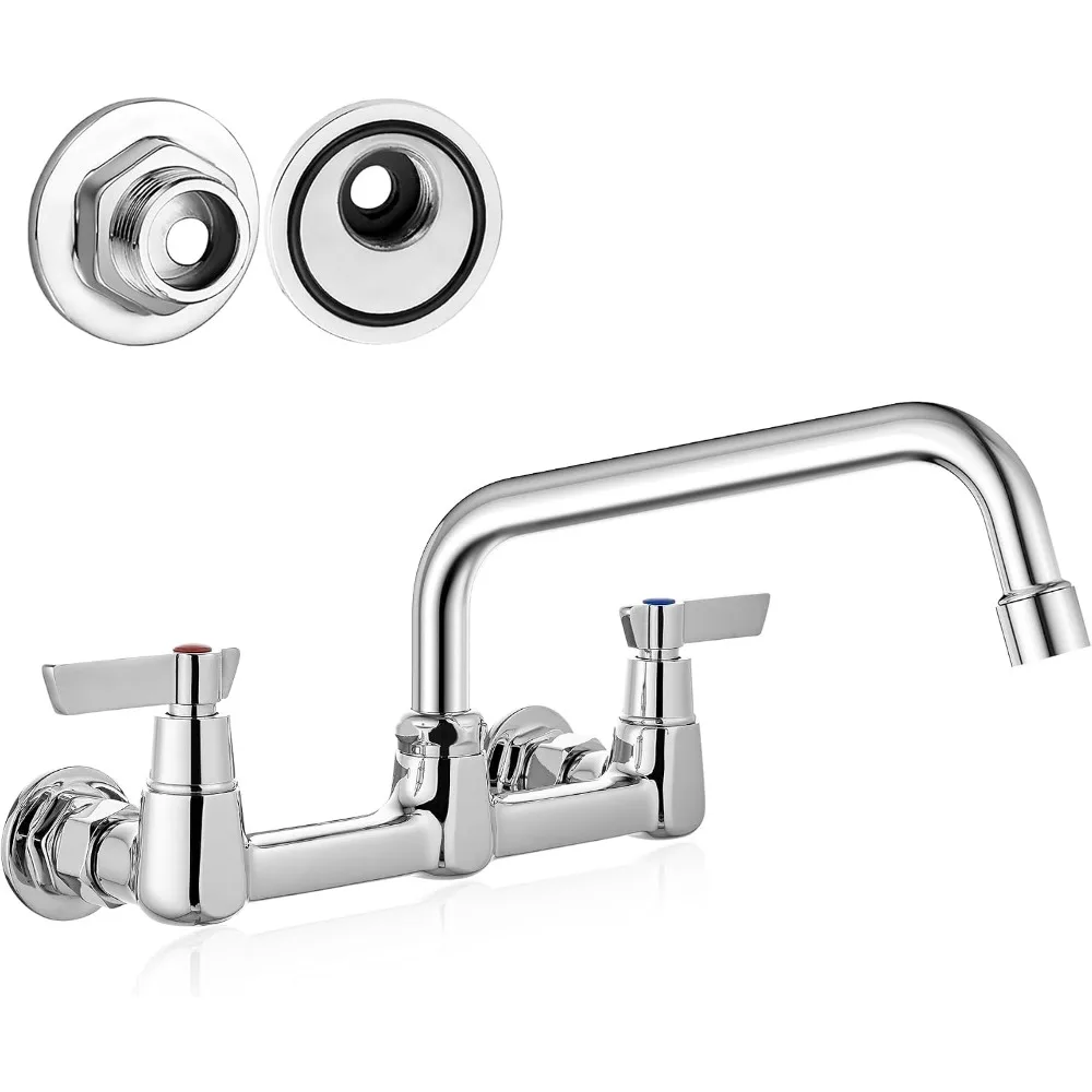 8 Inch Swivel Spout Dual Handle Commercial Kitchen Faucet with 360 Rotation for Utility Sinks