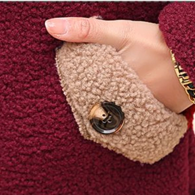 2023 Winter New Women Short Warm Coat Fleece-Lined Thickened Imitation Lamb Wool Coat Fashion Comfort Outwear