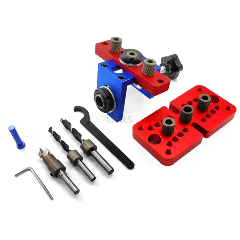 

Dowelling Jig 3 in1 Woodworking Hole Puncher Locator Kit Drill Vertical Guide Set Aluminum Alloy Carpentry Woodworking DIY Tools