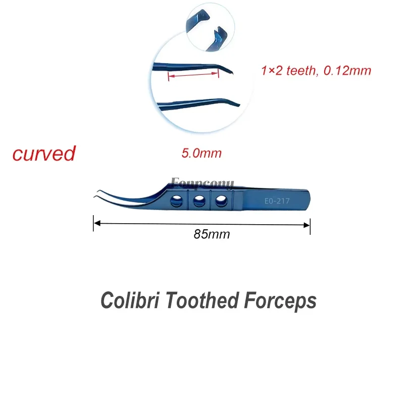 คีมจับไหมผ่าตัดไทเทเนียมขนาด 85 มม. แบบมีฟัน ยี่ห้อโคลิบีรี คีมจับไหมผ่าตัดช่องตาแบบมีฟัน  เครื่องมือผ่าตัดตา