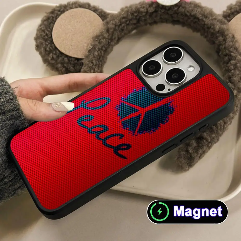 

Cute Peace Love Phone Case for iPhone 17 16 15 14 13 12 11 Air Pro Max Plus Matte Surface Magnet Cover