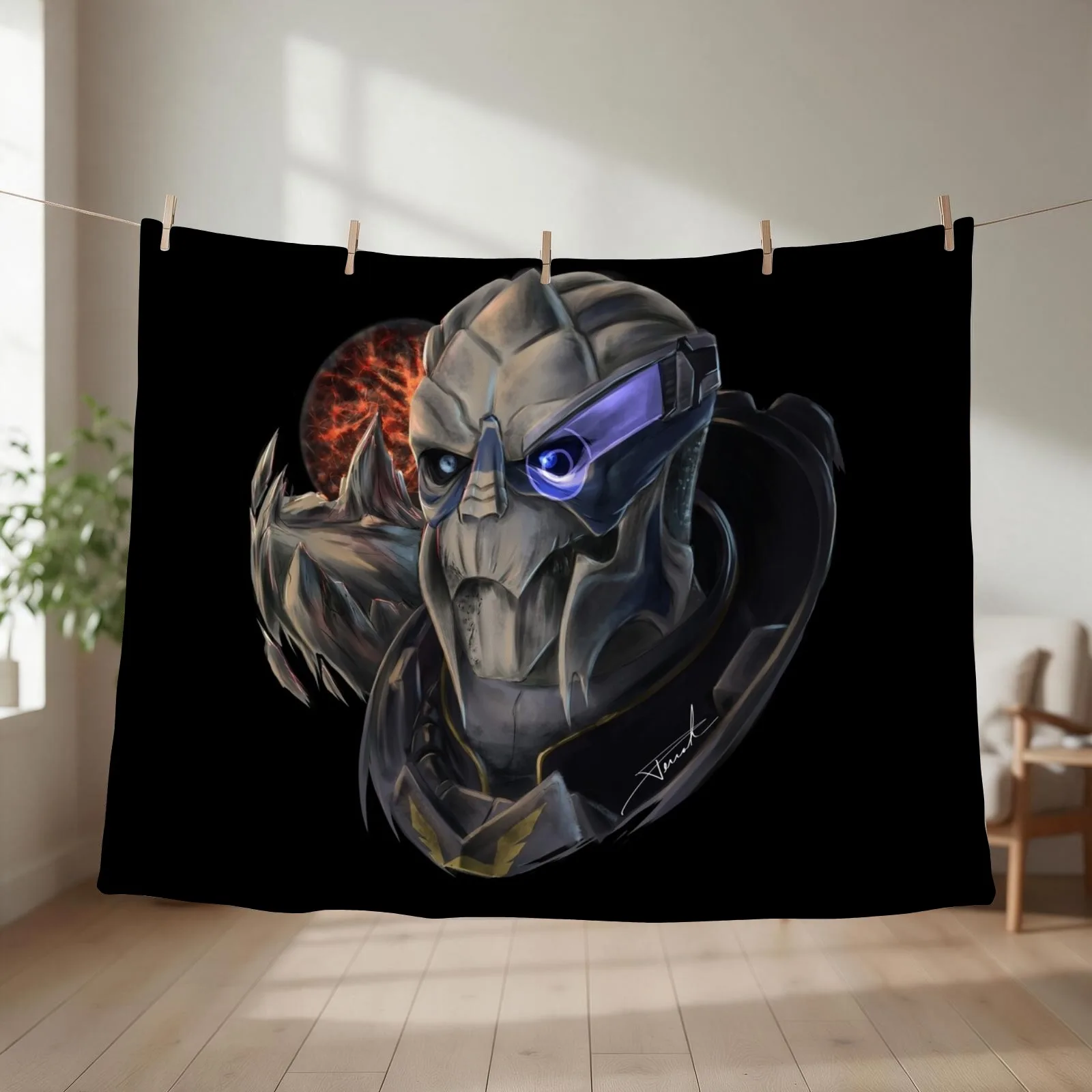 Garrus Vakarian Mass Effect Throw Blanket couch cozy soft plush fuzzy picnic outdoor blanket