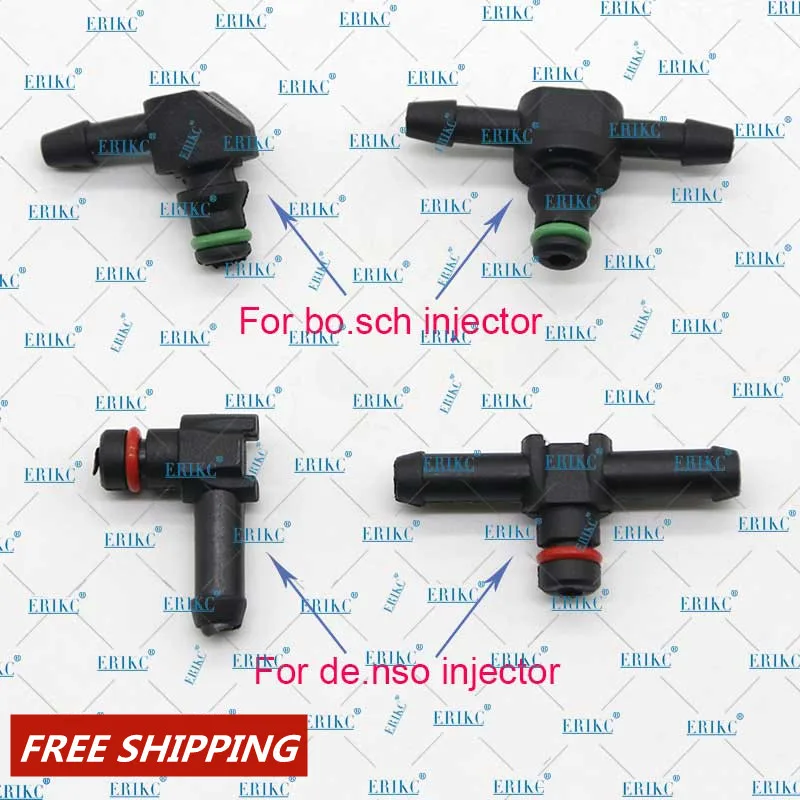 ERIKC 5PCS Plastic Connector Pipe Hose Nozzle Return Oil Backflow Joint Pipe T and L Type for Bosch Denso  Common Rail Injector