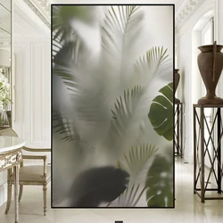 Frosted Leaves Pattern Static Cling Privacy Window Film Heat Control UV Blocking Window Glass Sticker Frosted Window Film