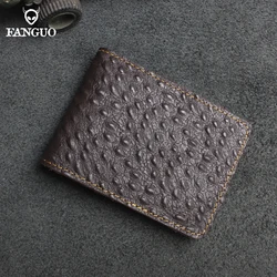 Handmade Genuine Leather Ostrich Pattern Driver License Documents Bag Driving Cover Credit/Bank Card Holder ID Card Slot