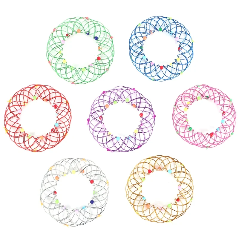 7PCS Magic Mandala Flower Basket Toy Magic Loops Wire Fidget Toy Flexible Basket Soft Magical Toys For Adults Kids