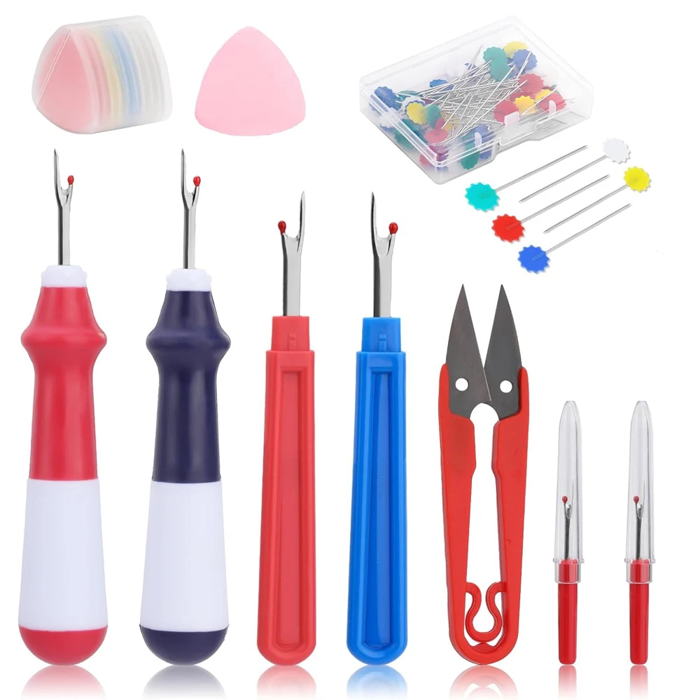 

7PCS Seam Ripper Set Colorful Stitch Ripper Sewing Tool with Sewing Pins & Tailors Chalk for Sewing Crafting Thread Removing