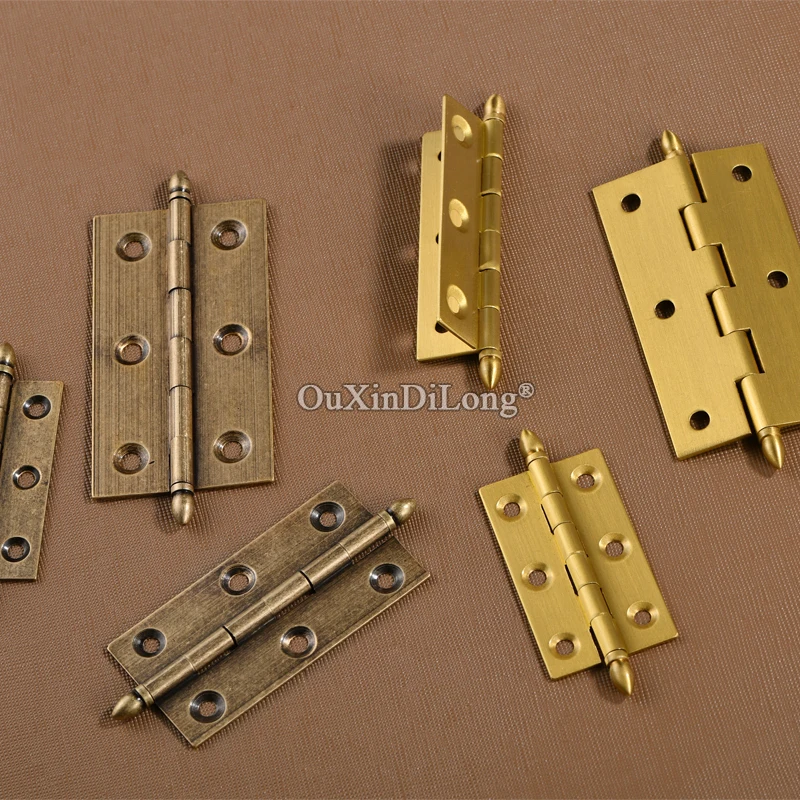 Retro 20PCS Solid Brass Crown Head Furniture Hinges Wooden Cases Jewelry Gift Box Hinges Antique Cabinet Hinges 2/2.5/3inches