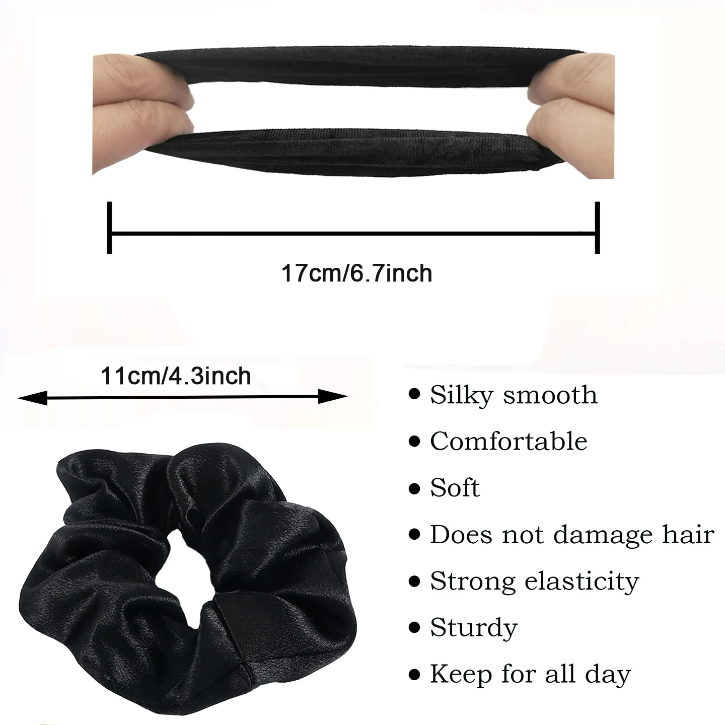 Boo-tiful Scrunchies cetim de seda para mulheres e meninas, Big Elastic Rubber Hair Band, suporte de rabo de cavalo, laços acessórios, atacado, 5pcs