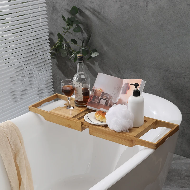 

A minimalist bathtub rack with adjustable and retractable functions for draining and storing red wine