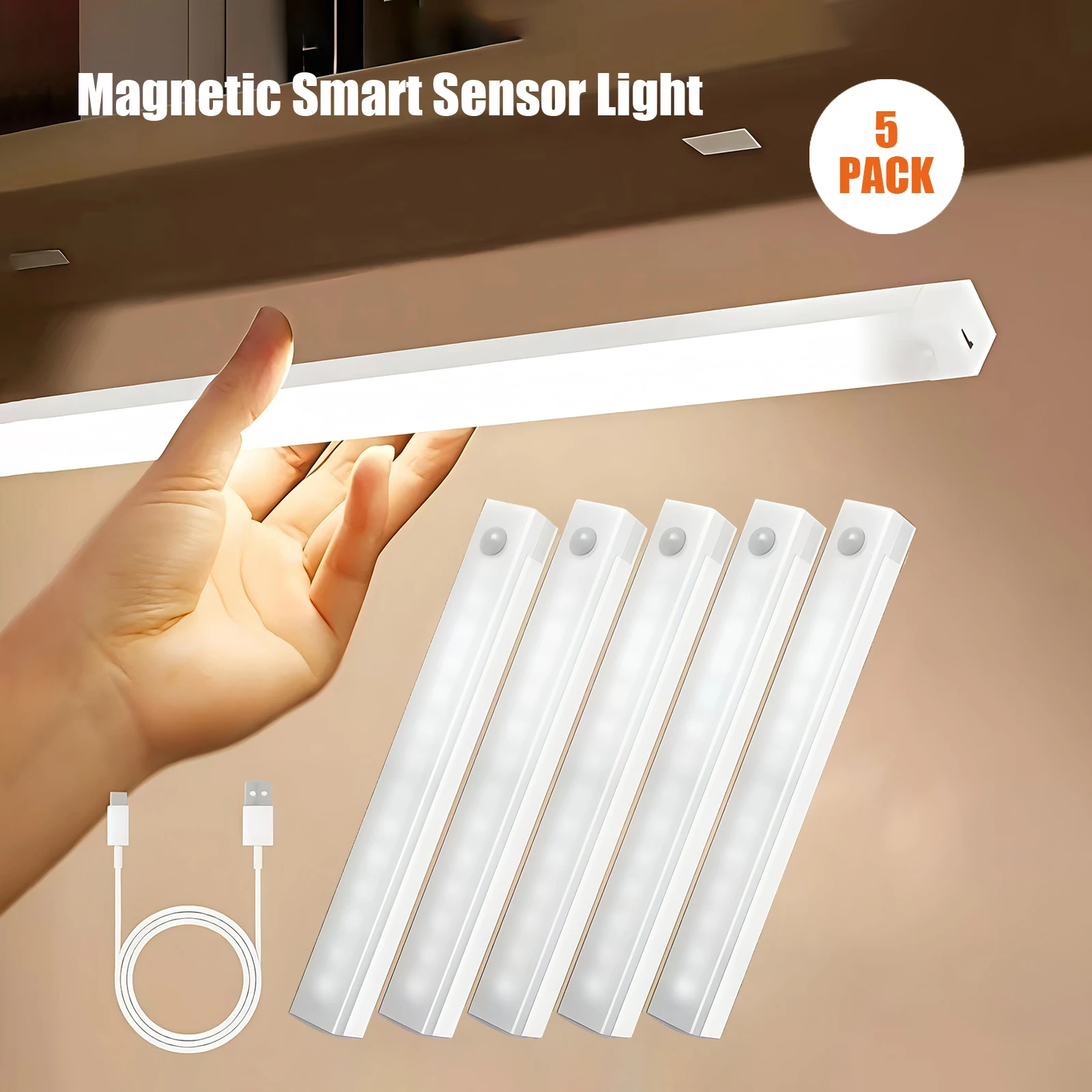 Smart Auto-Sensing Wireless LED Night Lights Energy Saving Backlit Lights for Bedroom Closet Cabinet Stair Home Safety