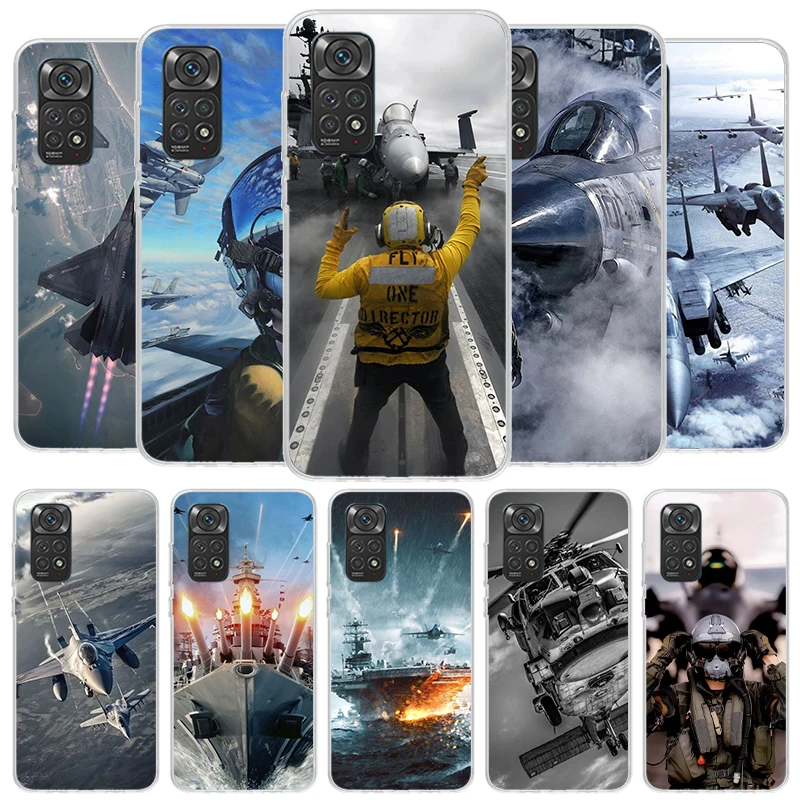 Military Aircraft Warship Fighter Cover Phone Case For Xiaomi Redmi Note 13 12 11 10 Pro Plus 12S 11S 11T 11E 10S 9 9S 8 8T 7 So