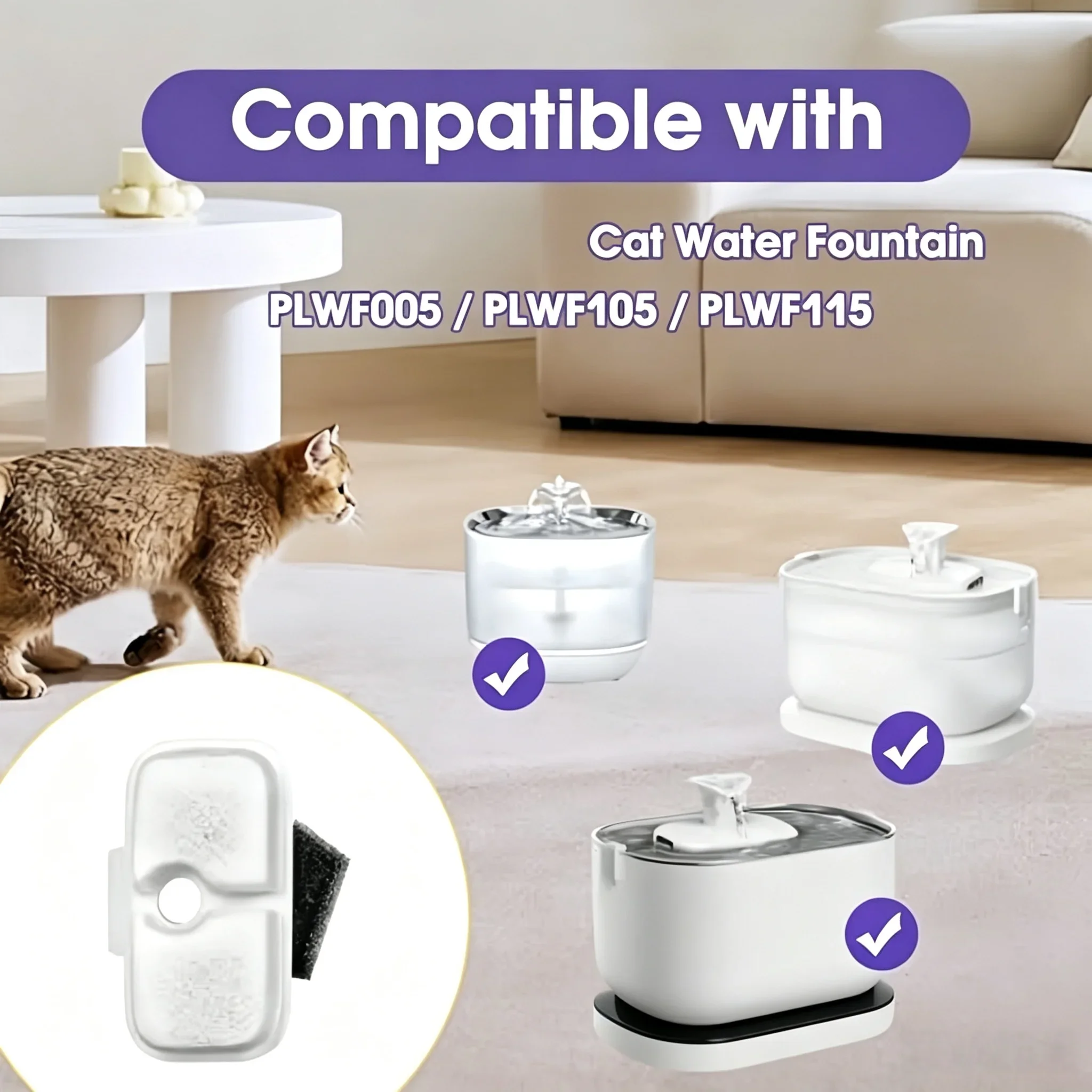 12er-Pack Katzen- und Hunde-Wasserbrunnenfilter, kompatibel mit Wasserbrunnen, Ersatzfilter für PLWF106/PLWF116/PLWF115/PLWF105 – Detail 5