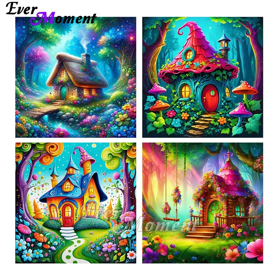 

Ever Moment AB Fairy Dust Diamond Mosaic Becautiful House Landscape Diamond Painting DIY Mosaic Home Decor Gift ASF2875