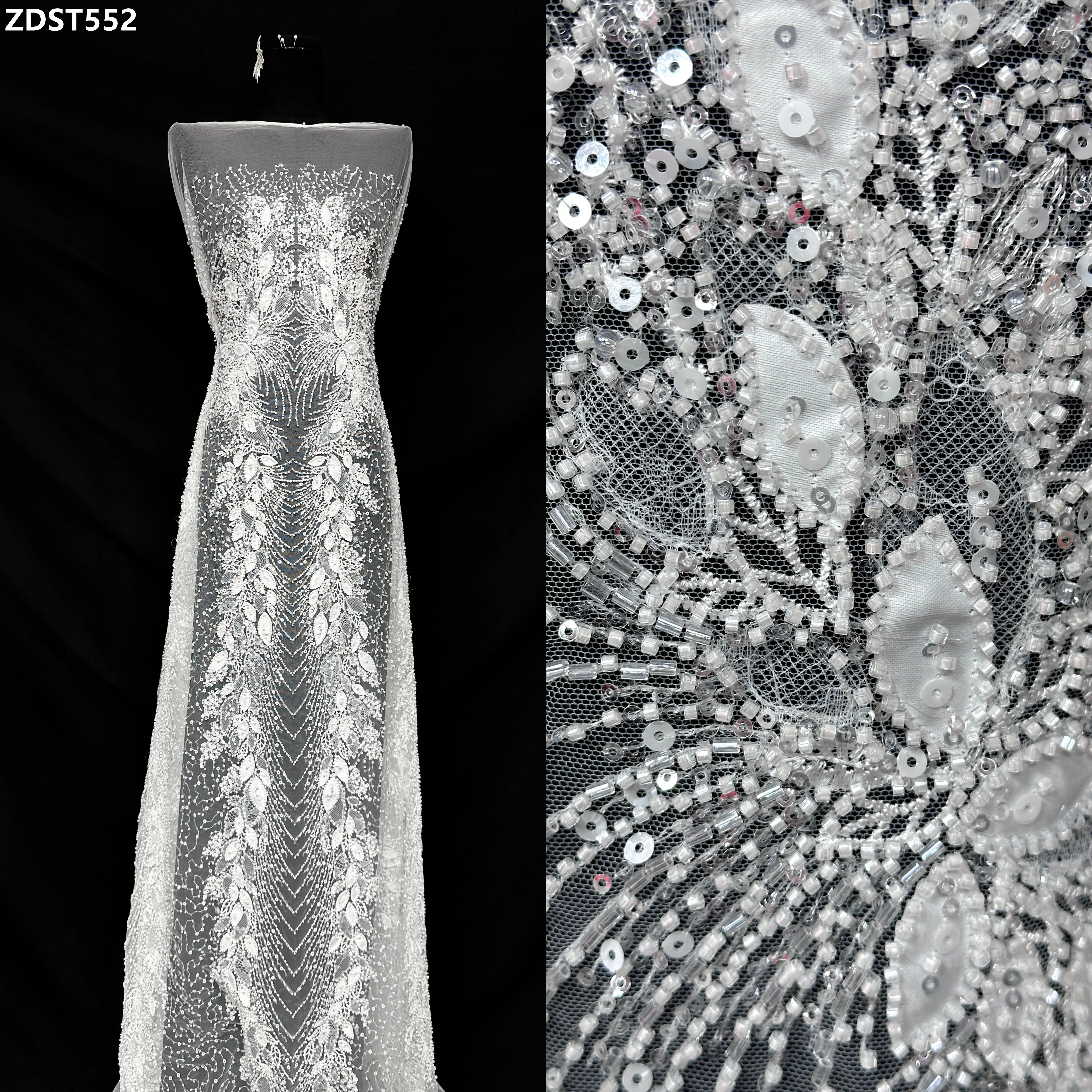 

2026 белая кружевная ткань с бисером, тяжелые блестки, бусины, французская сетчатая кружевная вышивка, нигерийская свадебная швейная ткань для женских платьев