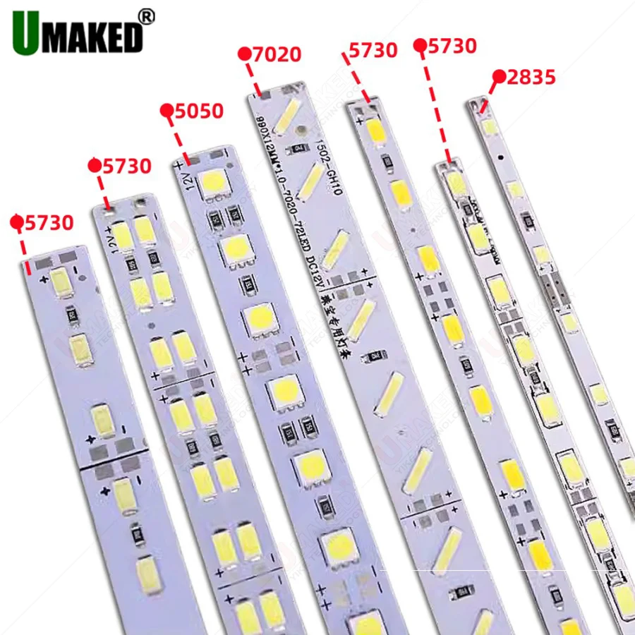 100pcs 99CM 2835/3030/4014/5050/5730/7020/8520 Led Rigid Lights DC12V Under Cabinet Bar Lamps Lighting WW white Red blue greeen