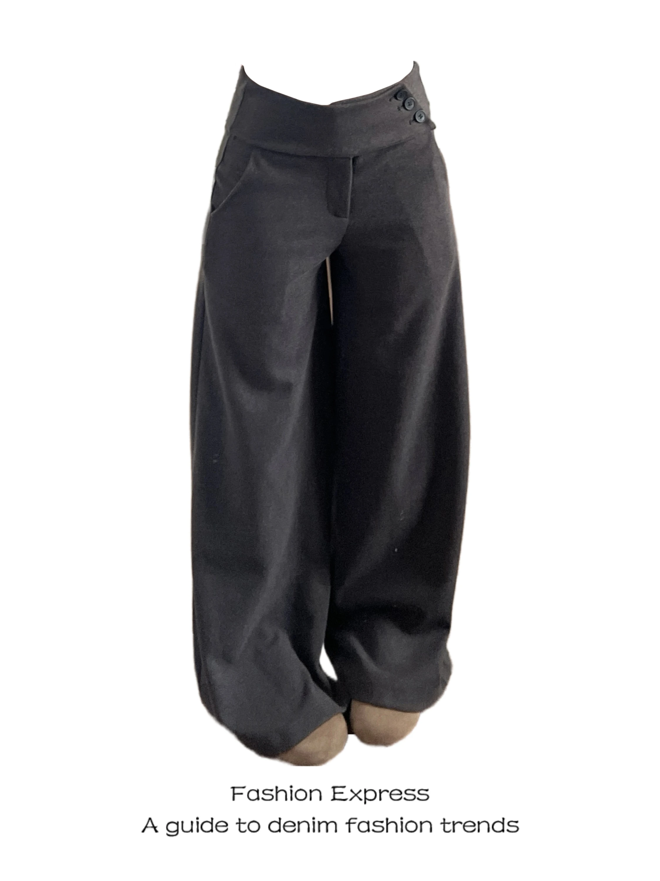 

ey High Waist Wide Leg Pants Women's Spring Autumn Woolen Trousers Casual Design Suit Sle Knife Pants