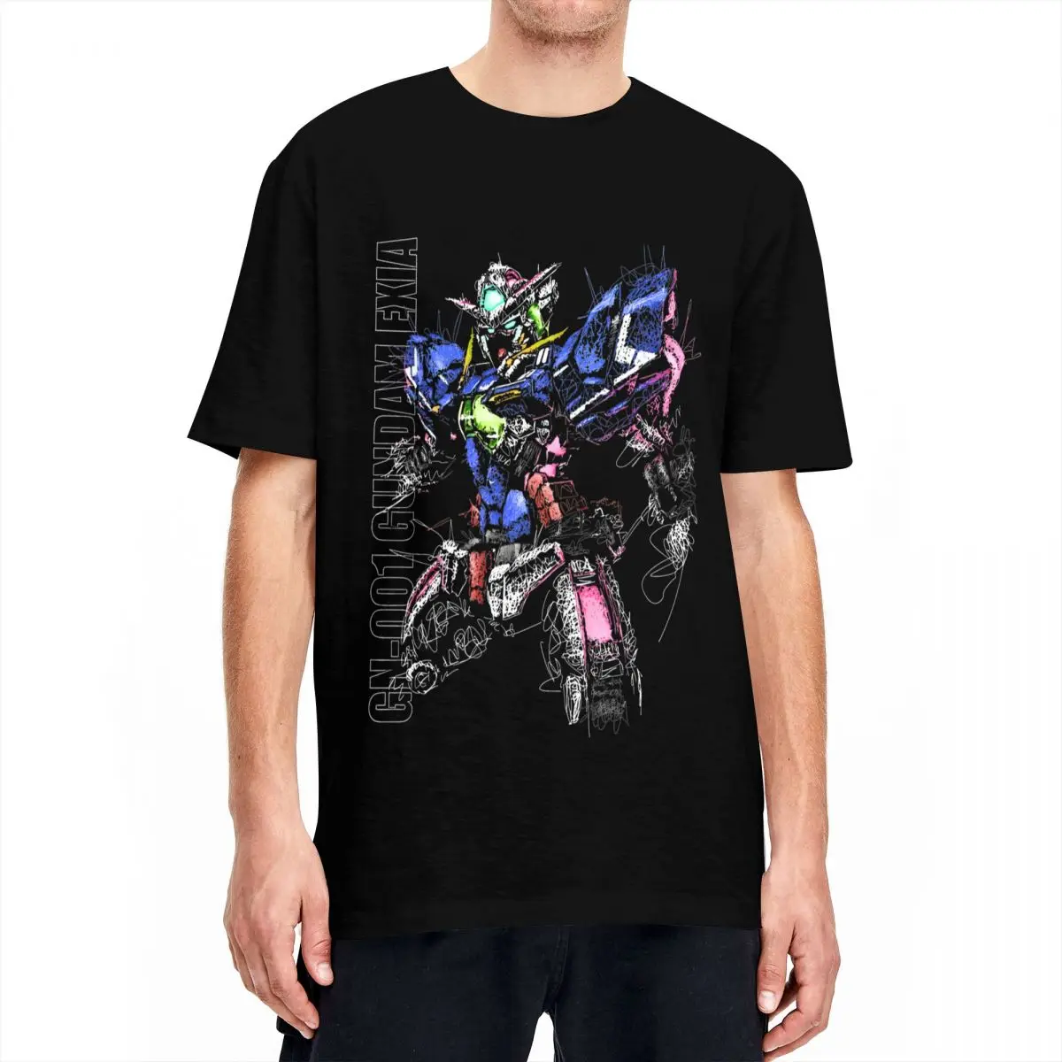 Gundam Exia T-Shirt for Men Women Leisure Pure Cotton Tees Round Neck Short Sleeve T Shirts Gift Idea Tops