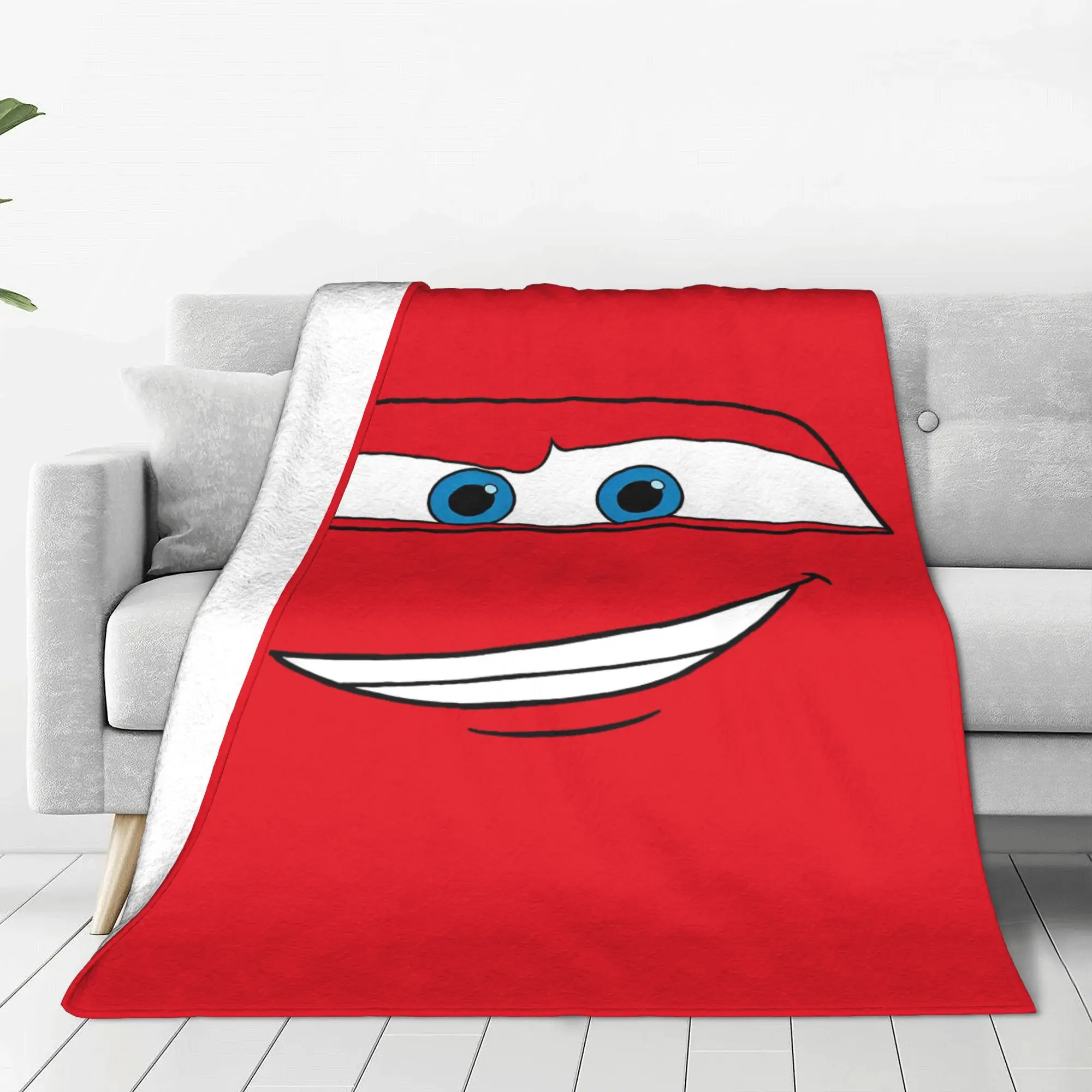 Lightning Cars Movie McQueen Big Face Blankets  Flannel Throw Blankets Bedroom Sofa Personalised Soft Warm Bedsprea