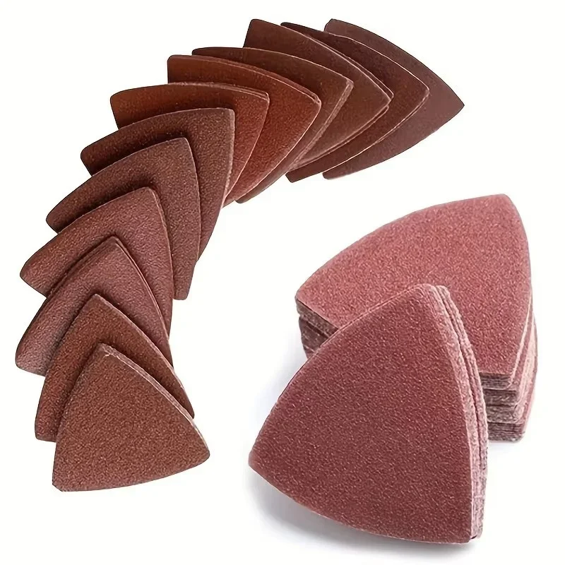 10/60Pcs triangular sandpaper self-adhesive matte brush surface grinding disc 90 * 90 * 90mm, suitable for wood grinding