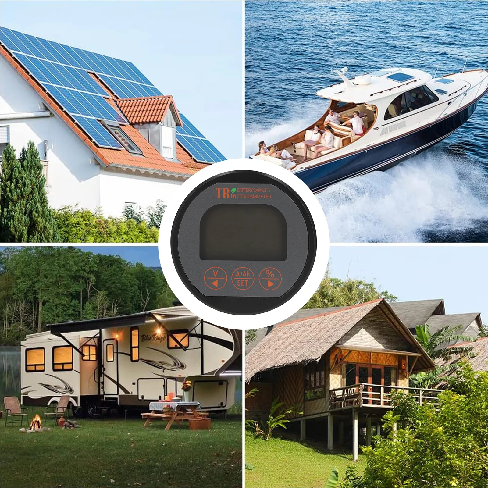 Battery Meter Battery Meter Current Voltage Tester Capacity Monitor Waterproof 8‑120V 0‑75A for Safety Battery Current Meter