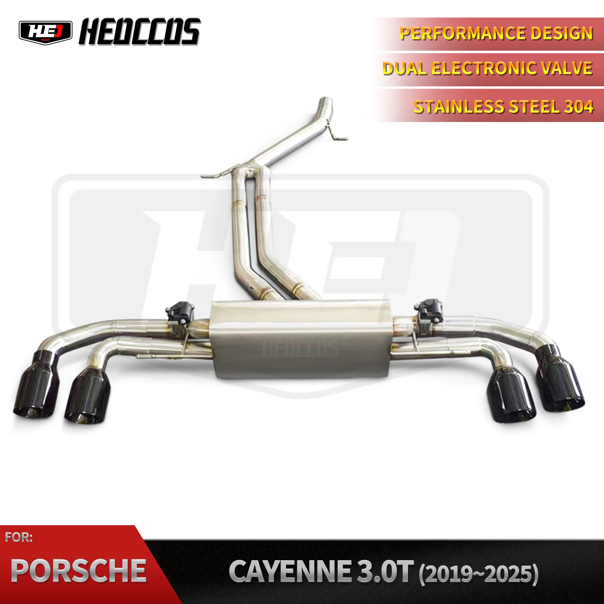 HEO Stainless Steel Exhaust System Valve Catback for Porsche Cayenne Coupe 9Y0 3.0T with High Quality Auto Turning Pipe Parts