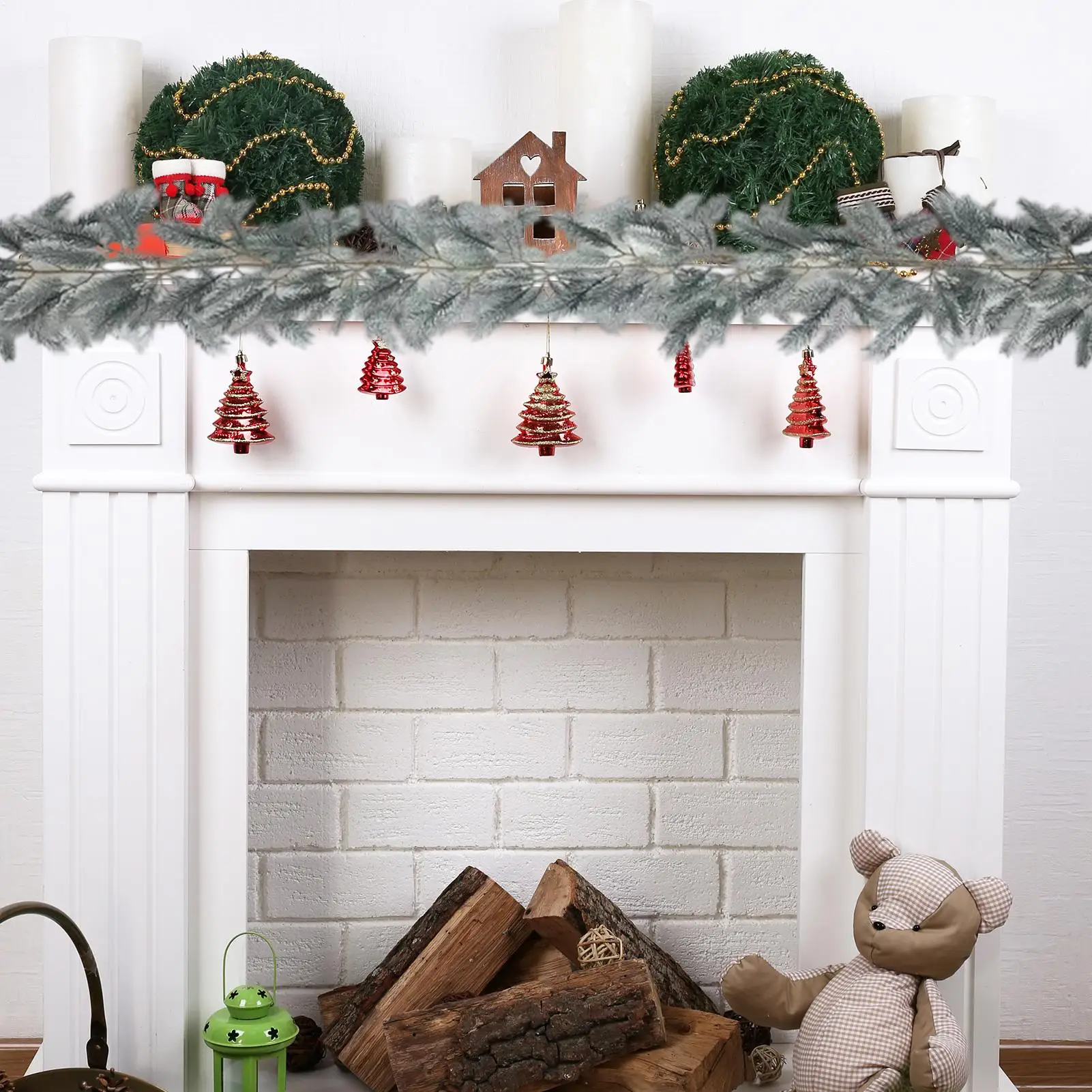 

Искусственные сосновые ветки 78,74 дюйма, реалистичные искусственные кедровые украшения, рождественские ветки для дома, патио, гостиной, открытого сада, двора