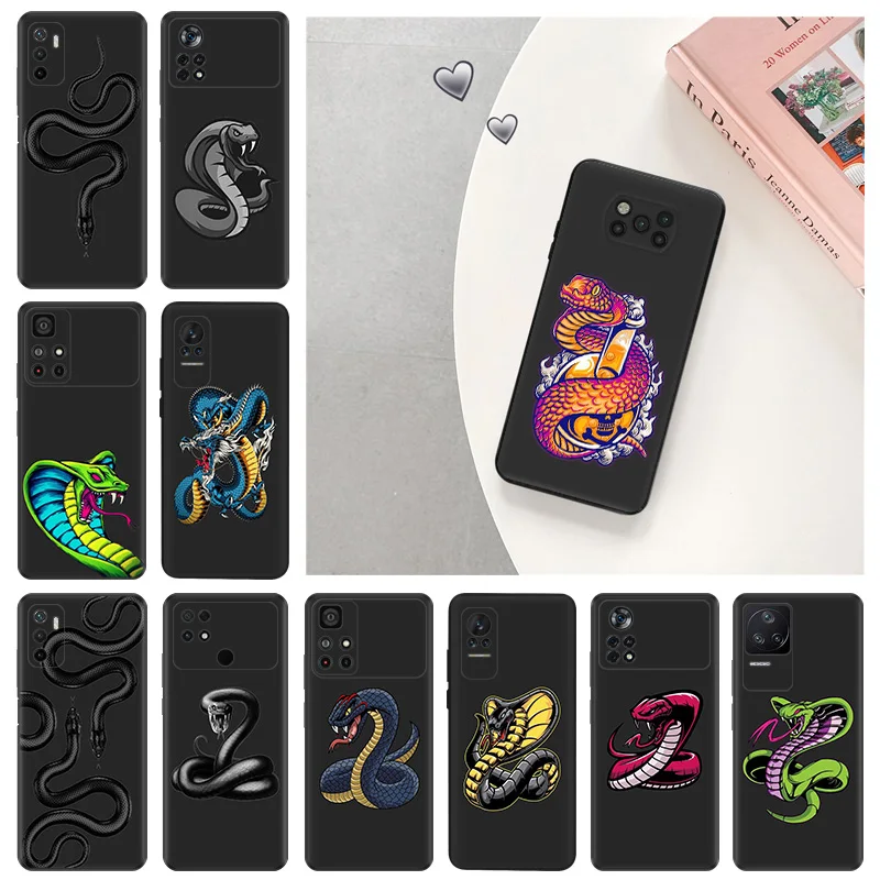 Silicone Soft Phone Case for Xiaomi Poco F5 X3 X4 X5 F3 F4 F1 M3 M4 M5 M5s C61 14 Pro Redmi A3 A3x Snake Cobra Python Cover