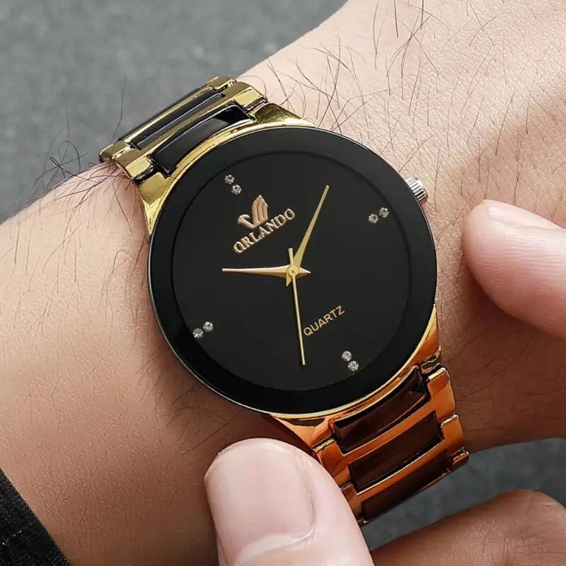 

Изысканные мужские часы, полностью стальные, крутые, черные, золотые, кварцевые наручные часы Masculino Relogio, модные элегантные повседневные часы Relojes